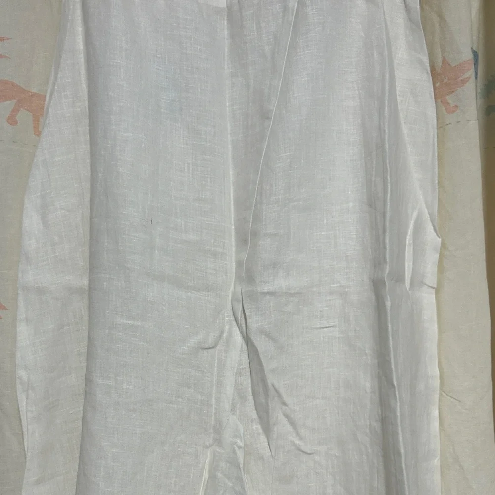 Elegant White Linen Ruffled Front Maxi Skirt 40 - Picture 3 of 8